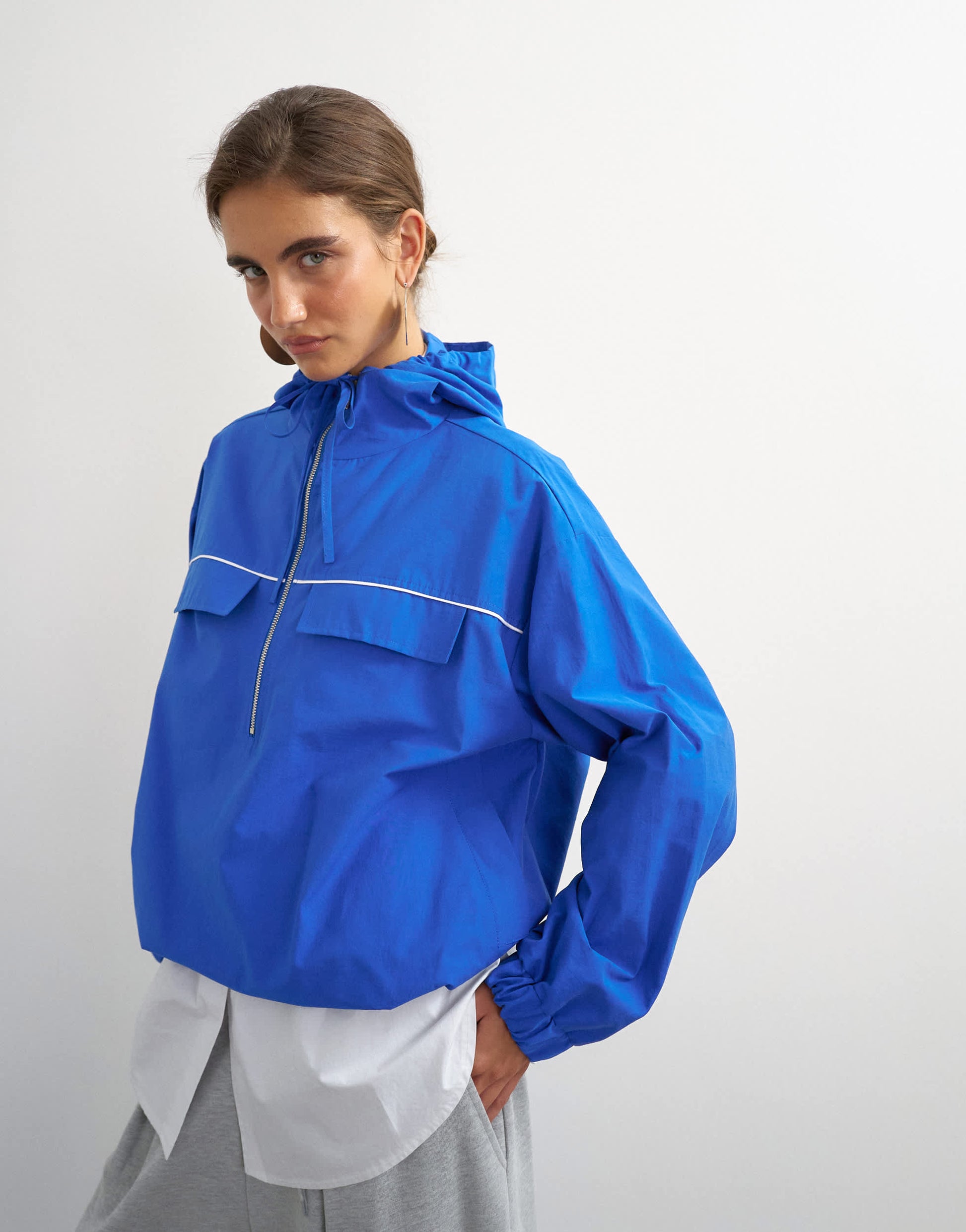 Topshop piping bomber in cobalt