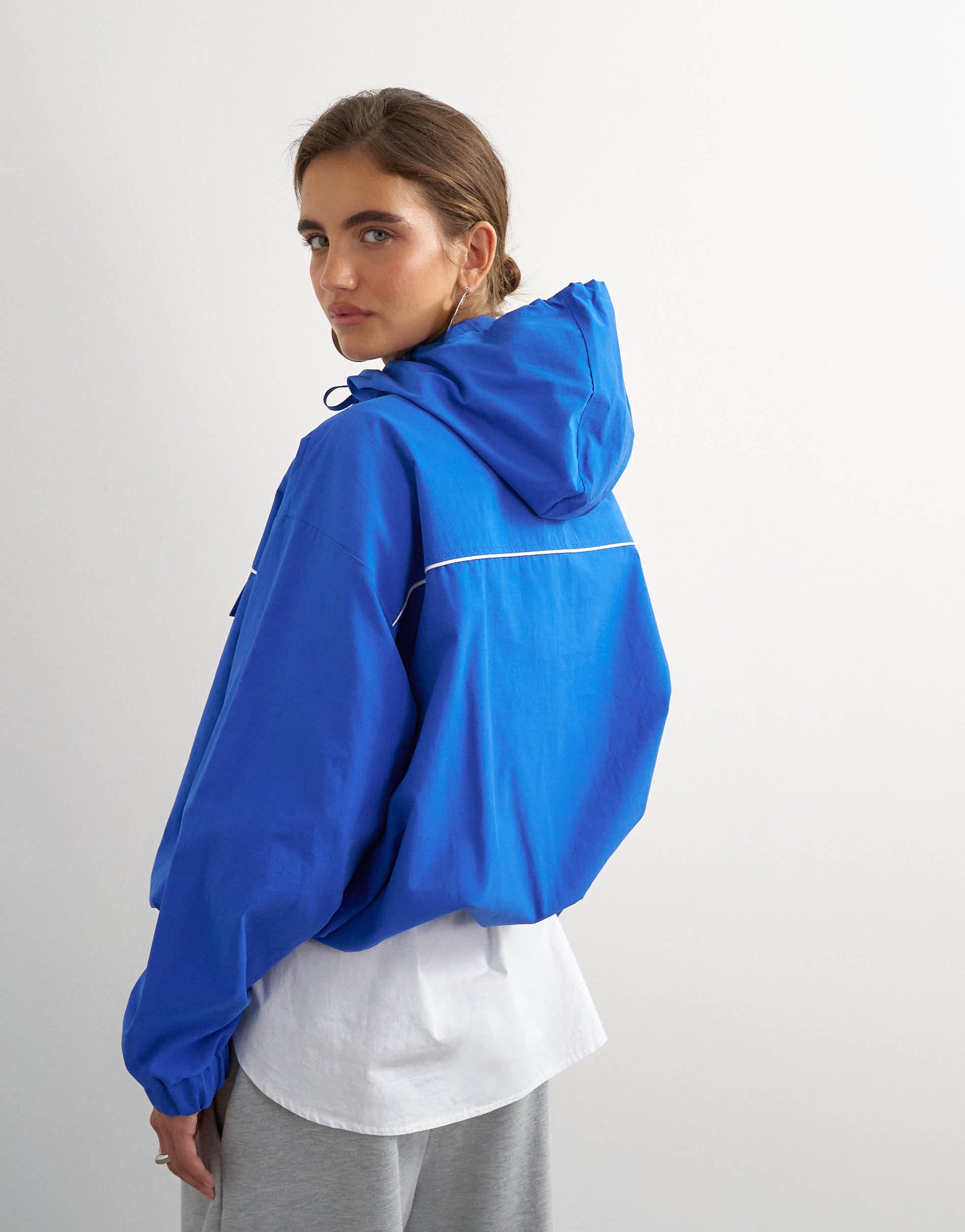 Topshop piping bomber in cobalt