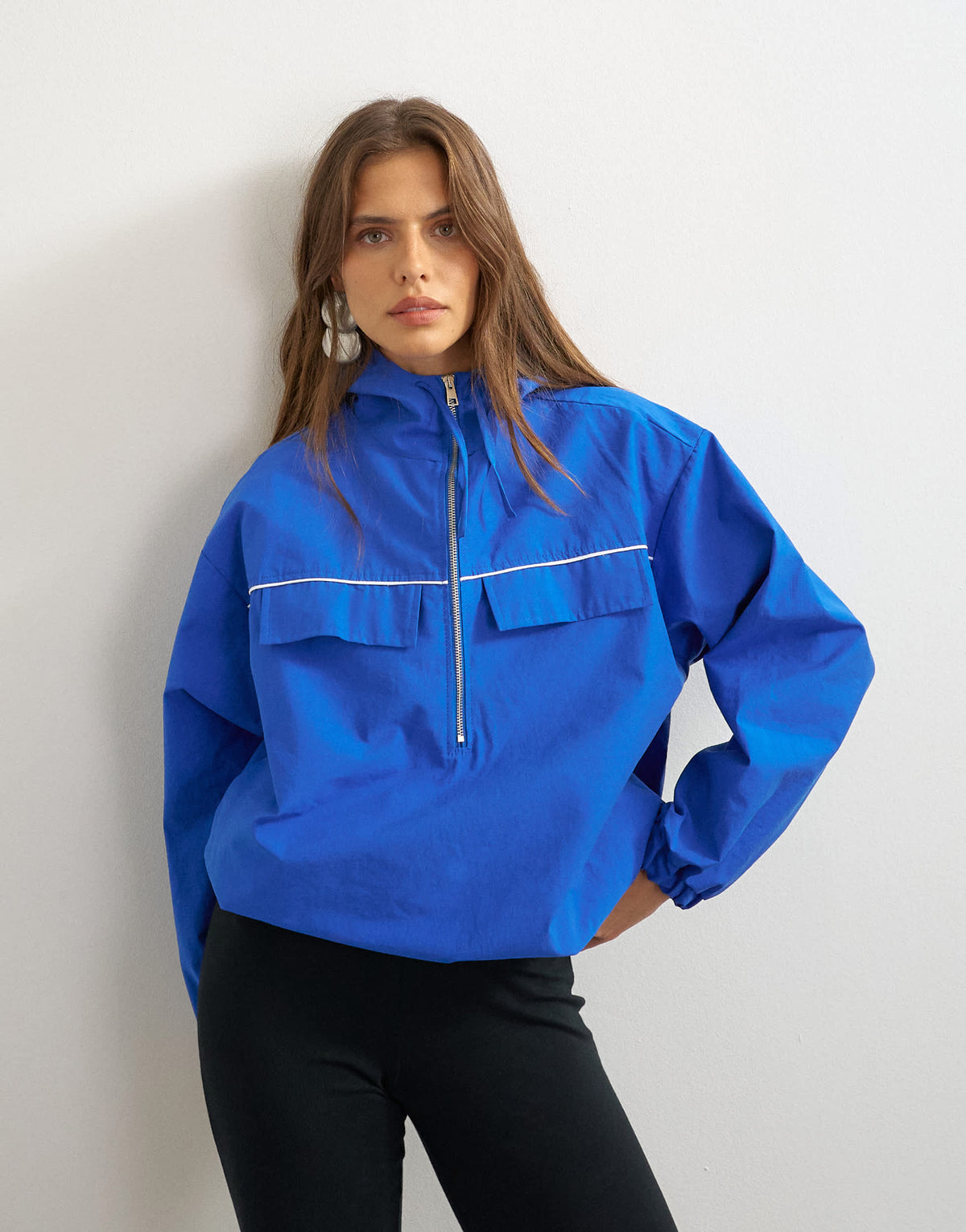 Topshop piping bomber in cobalt