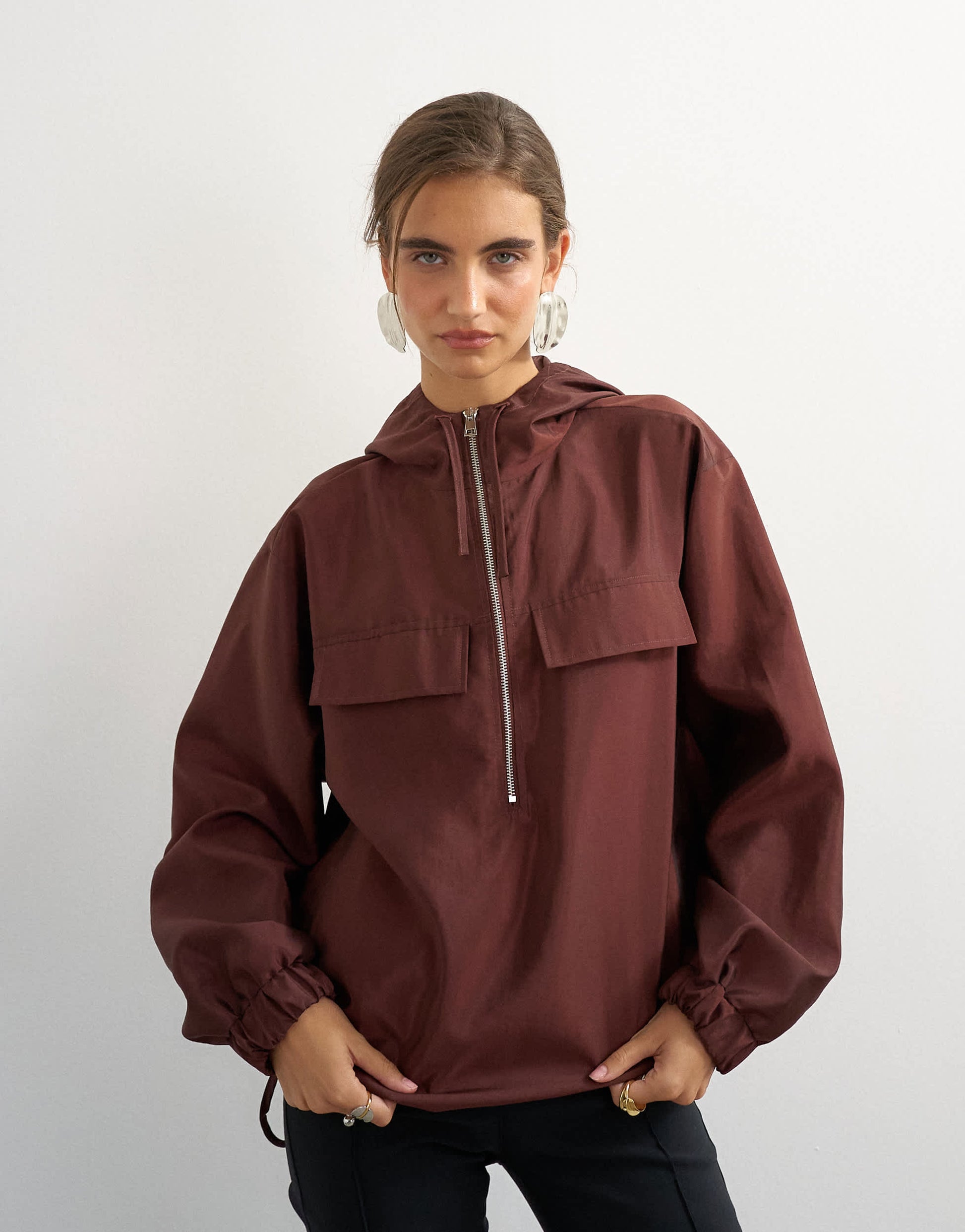 Topshop organza bomber in brown