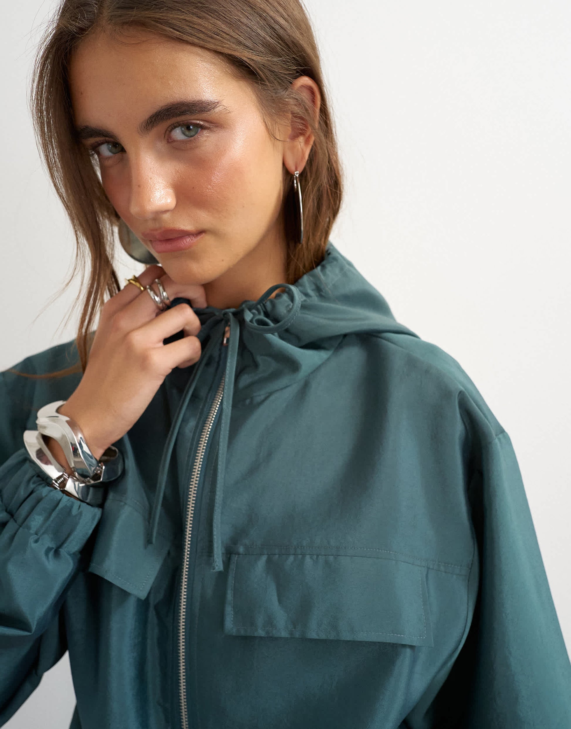 Topshop organza bomber in teal