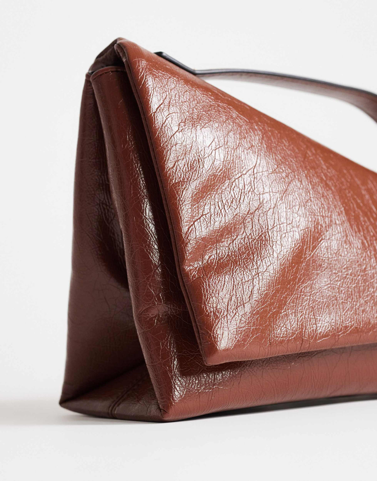 Topshop Delta medium pyramid top handle grab bag in tan