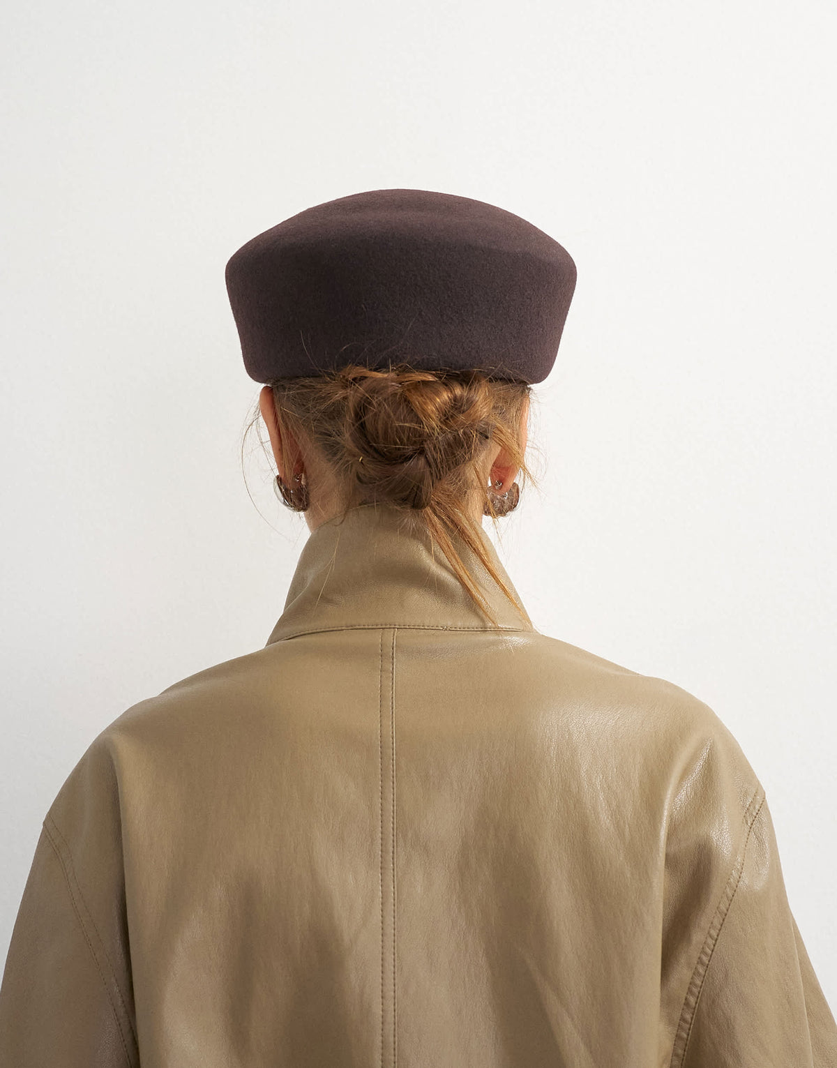 Topshop pillbox hat in chocolate