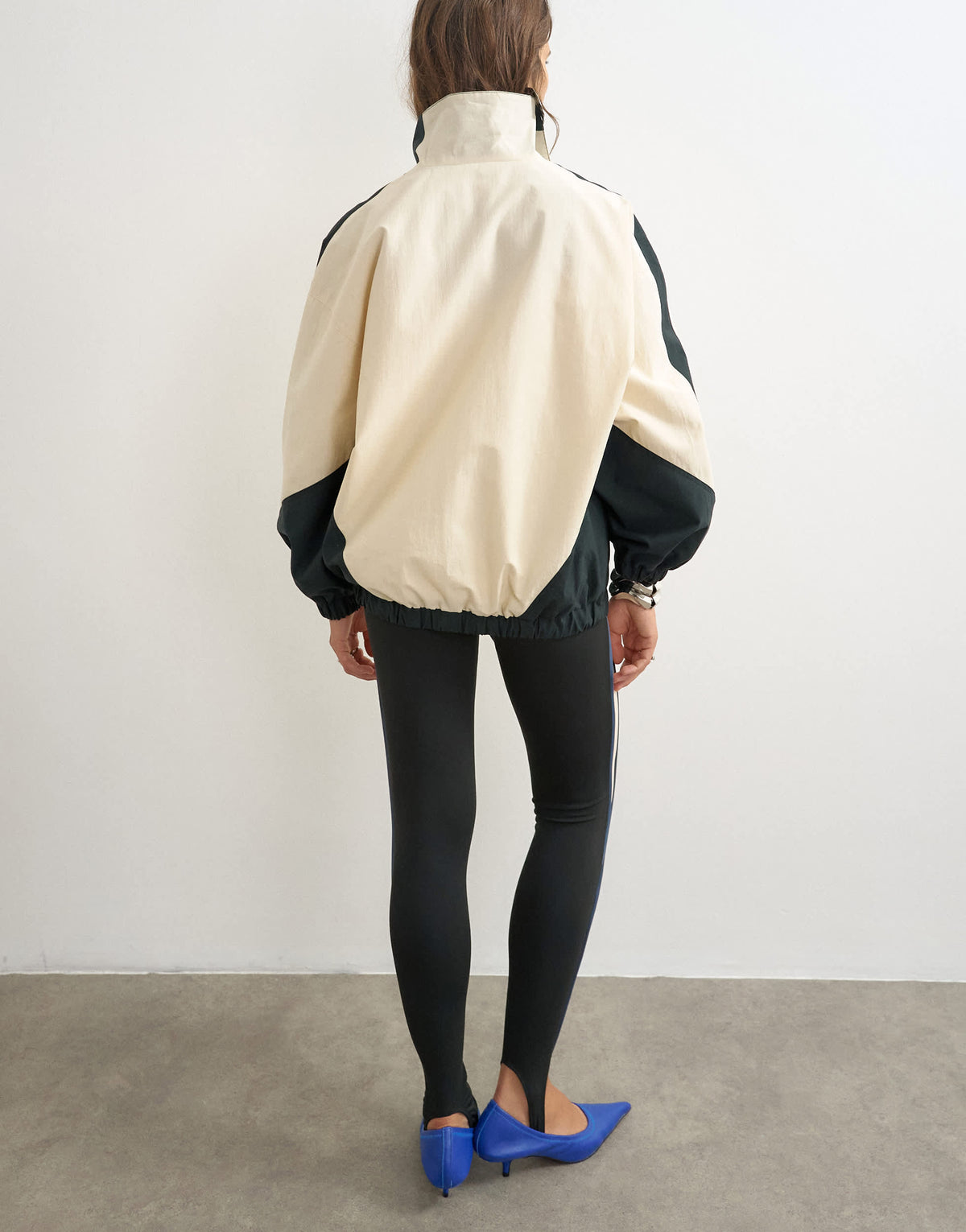 Topshop Co Ord colour block funnel neck jacket in ecru