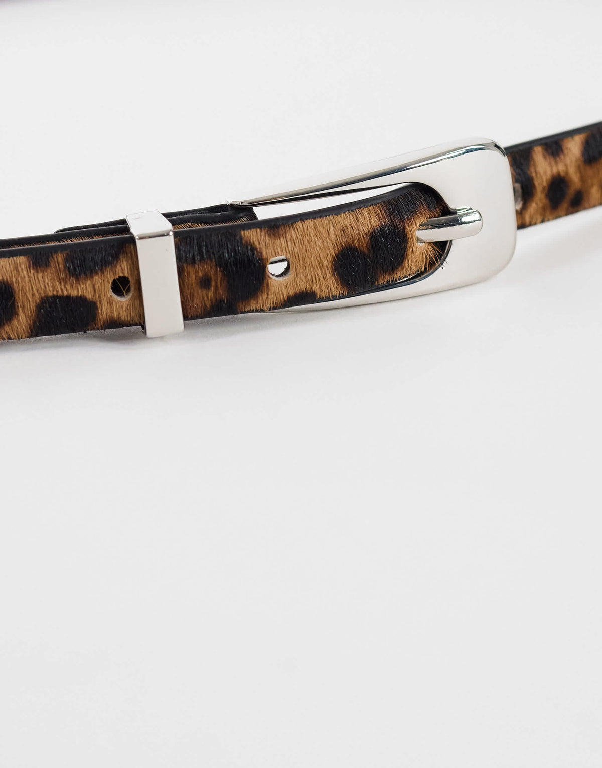 Topshop skinny hair on real leather belt in leopard print
