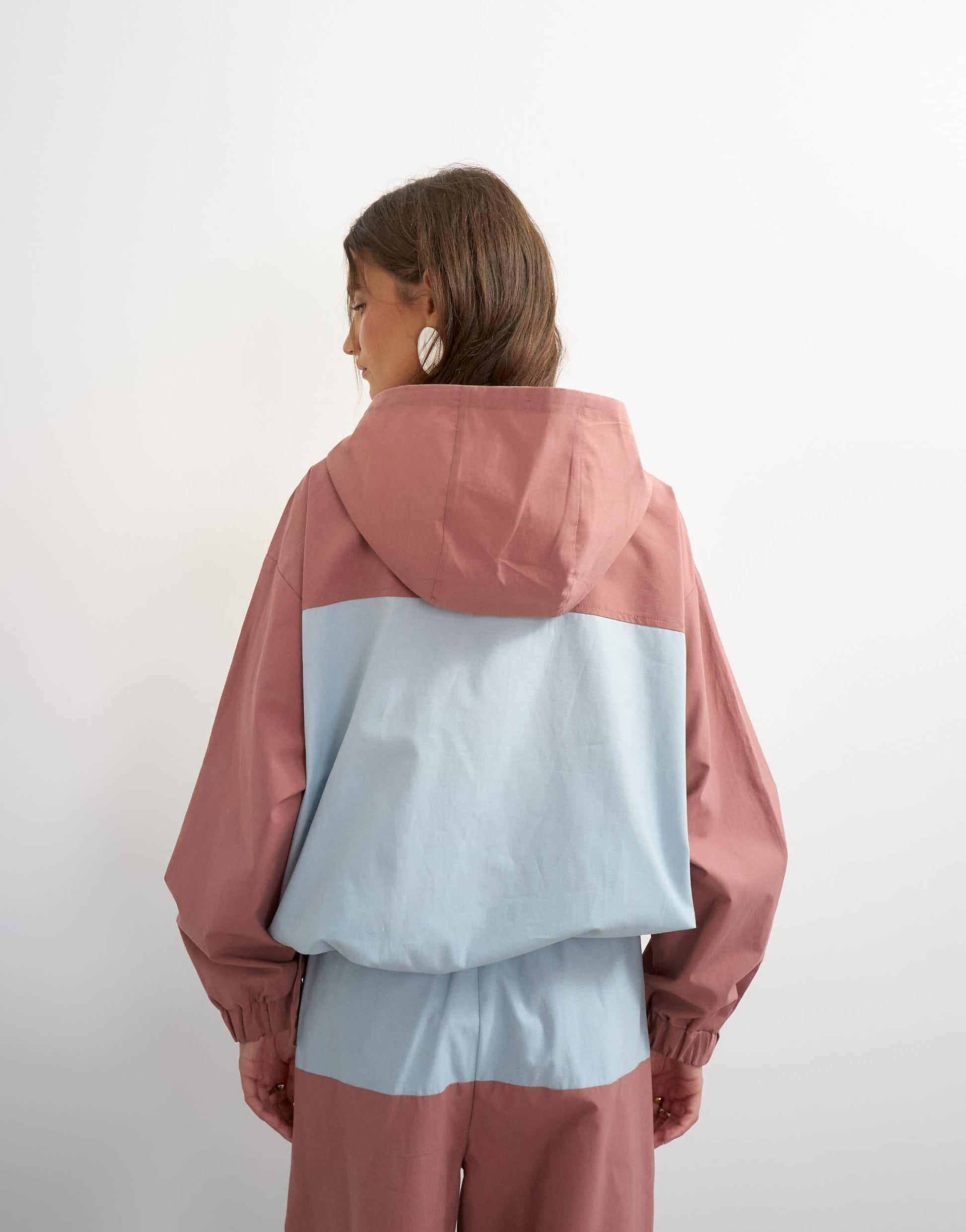 Topshop colour block bomber in blue and mauve 