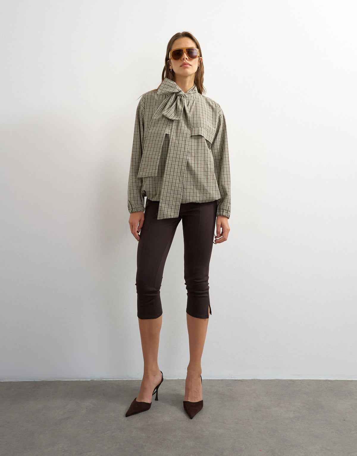 Topshop co-ord bomber with scarf detail in check
