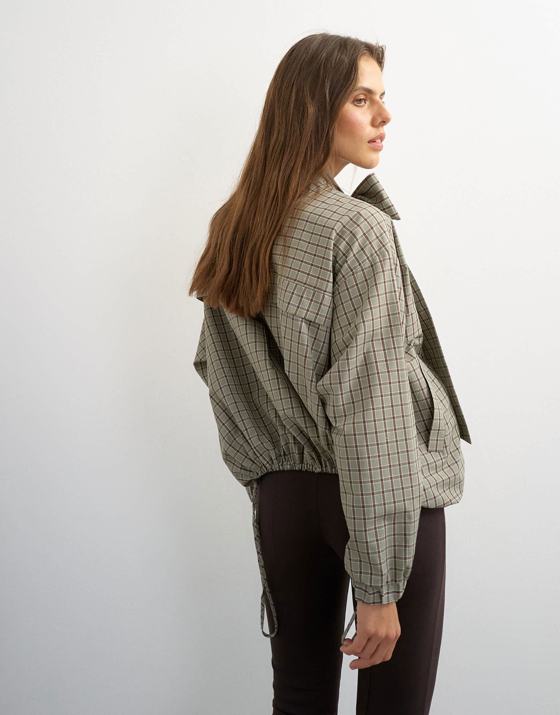 Topshop co-ord bomber with scarf detail in check