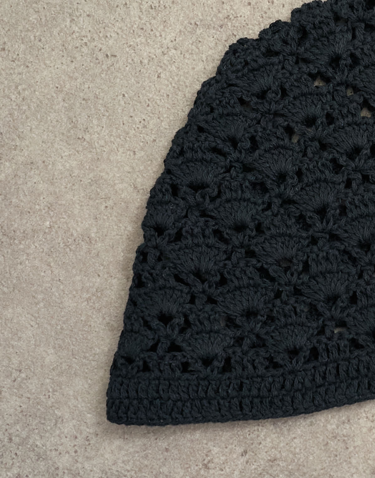 Topshop crochet beanie hat in black