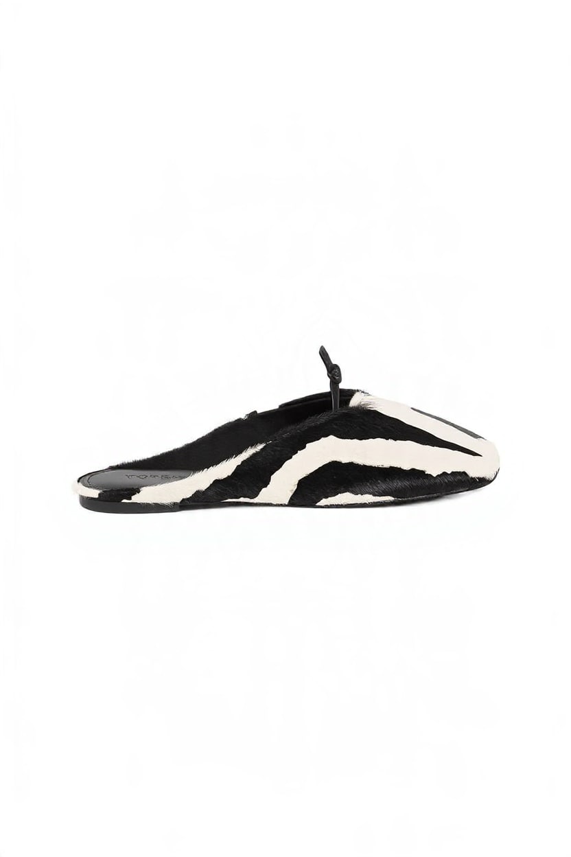 Topshop Blythe knotted flat mule in zebra print hair on real leather