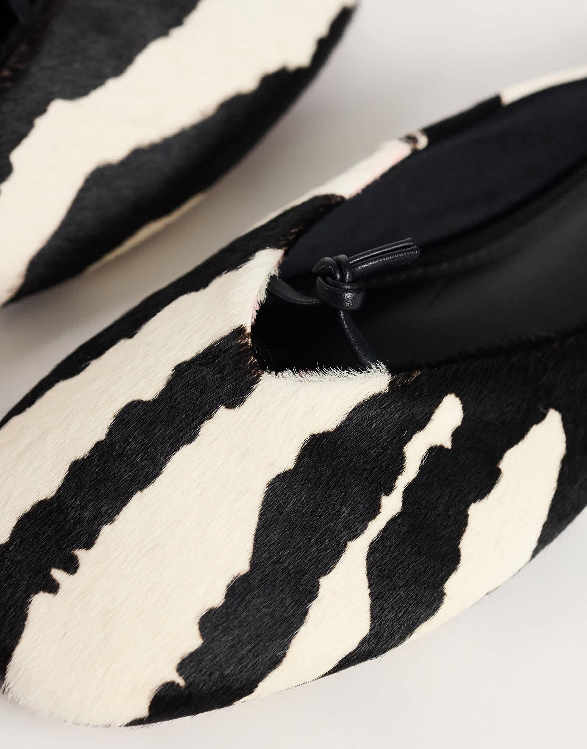 Topshop Blythe knotted flat mule in zebra print hair on real leather