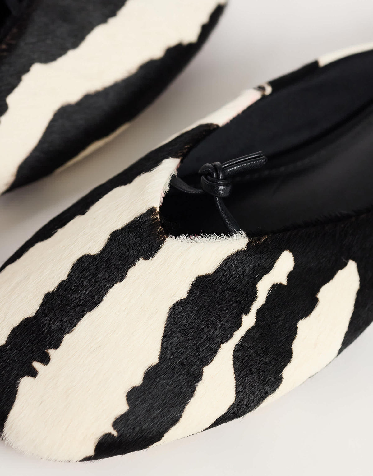 Topshop Blythe knotted flat mule in zebra print hair on real leather