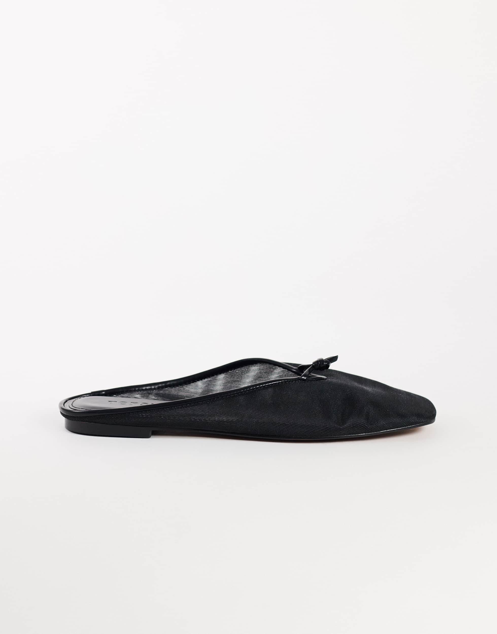 Topshop Blythe knotted flat mule in black mesh