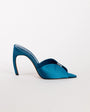 Topshop Wren peep toe high heel sandal in teal satin