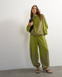 Topshop co ord colour block horseshoe trouser in green