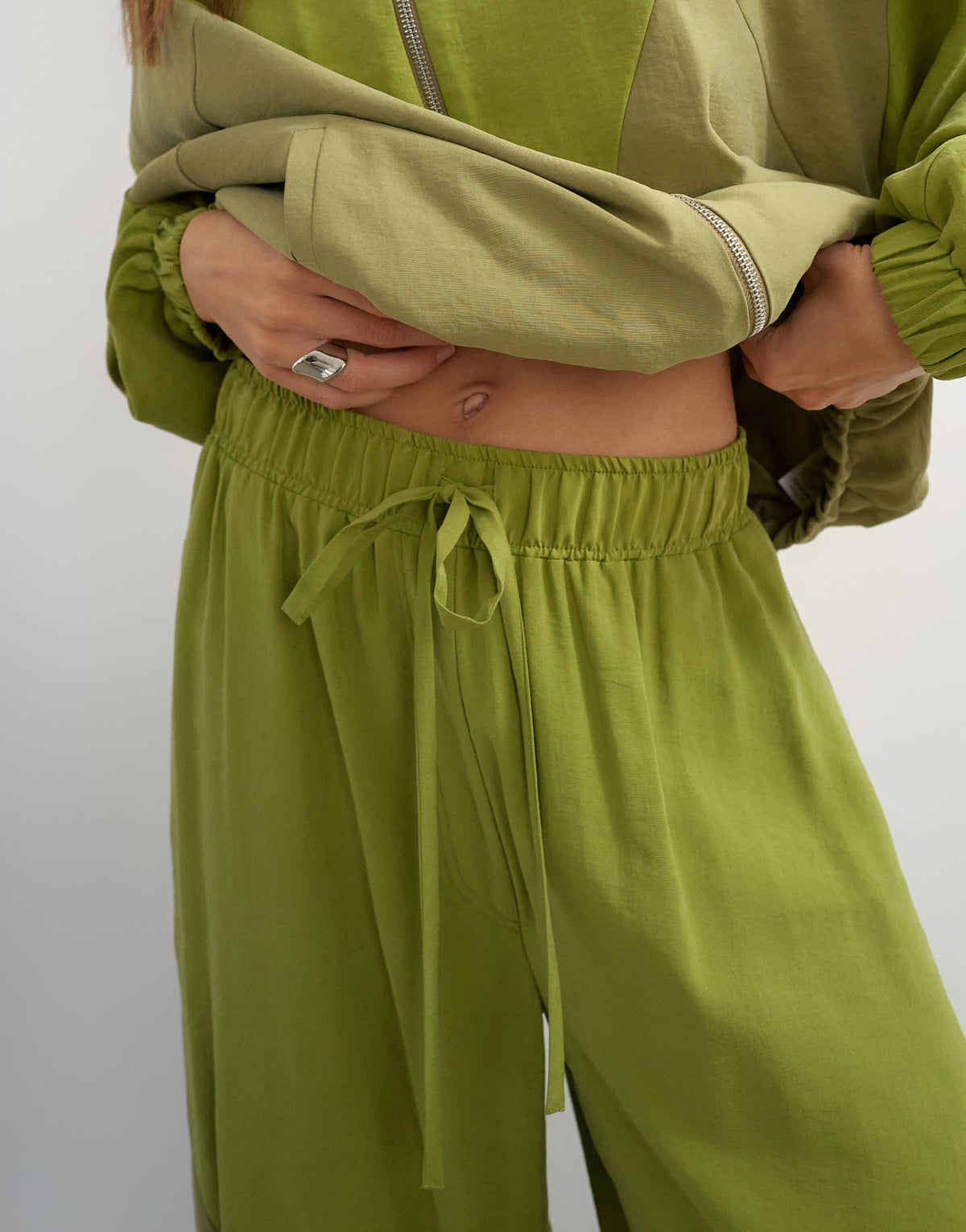 Topshop co ord colour block horseshoe trouser in green