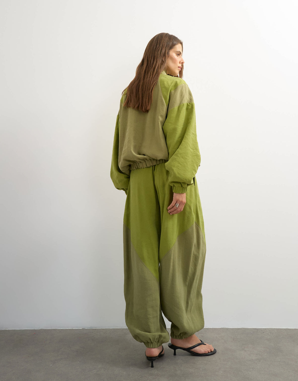 Topshop co ord colour block horseshoe trouser in green