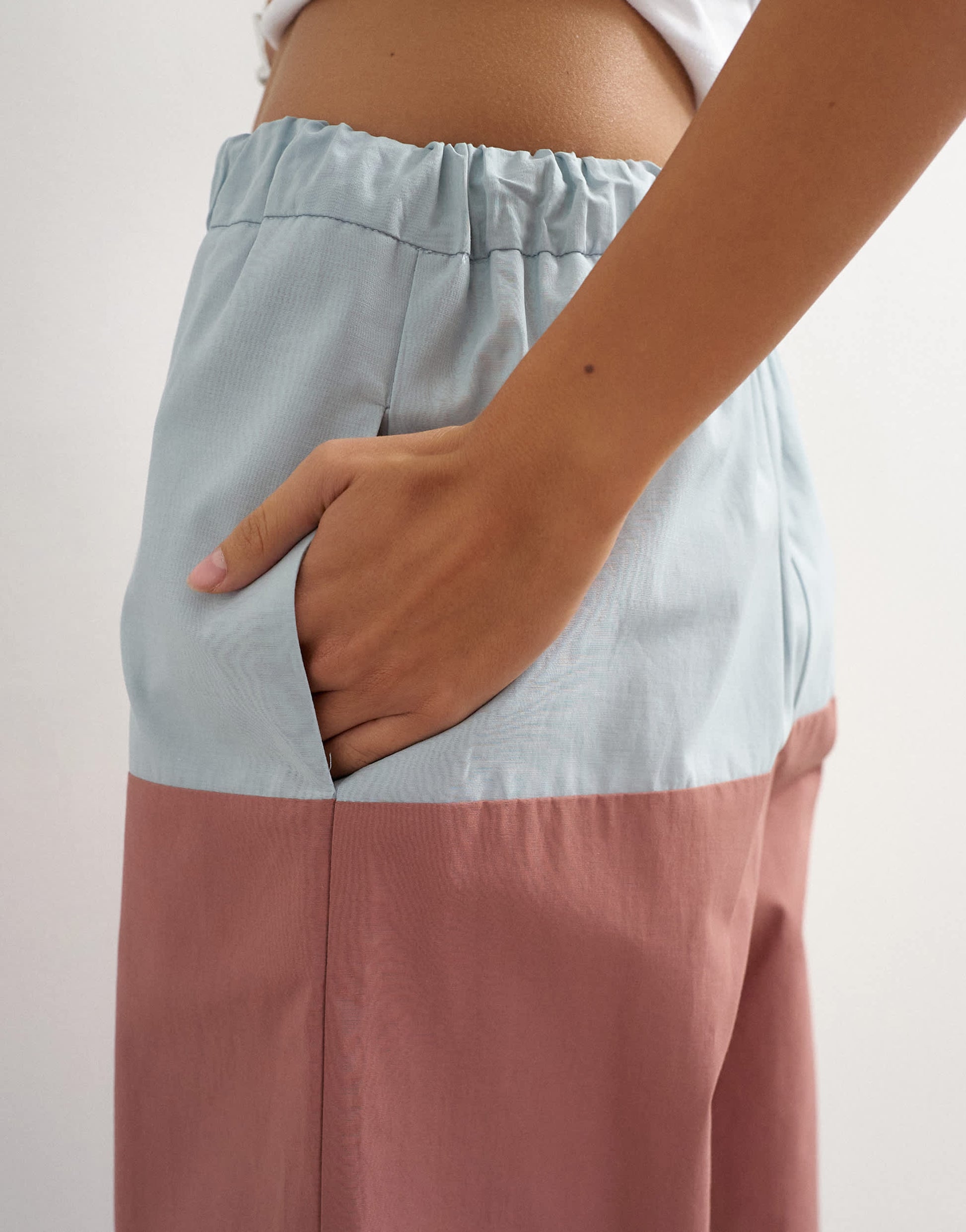 Topshop co ord colour block wide leg trouser in blue and mauve