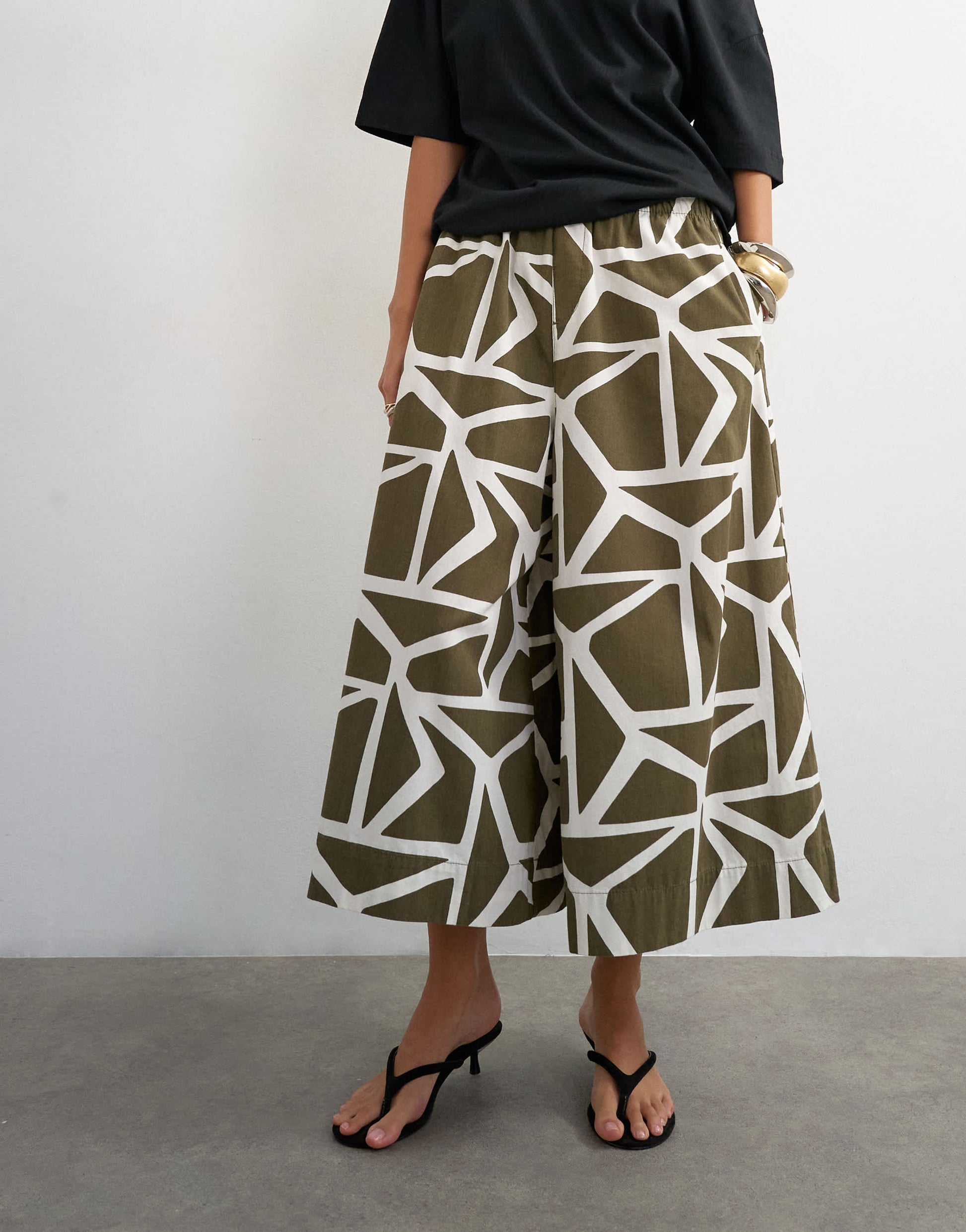 Topshop culotte in green abstract