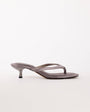 Topshop Axel toe thong mid heel sandal in grey satin