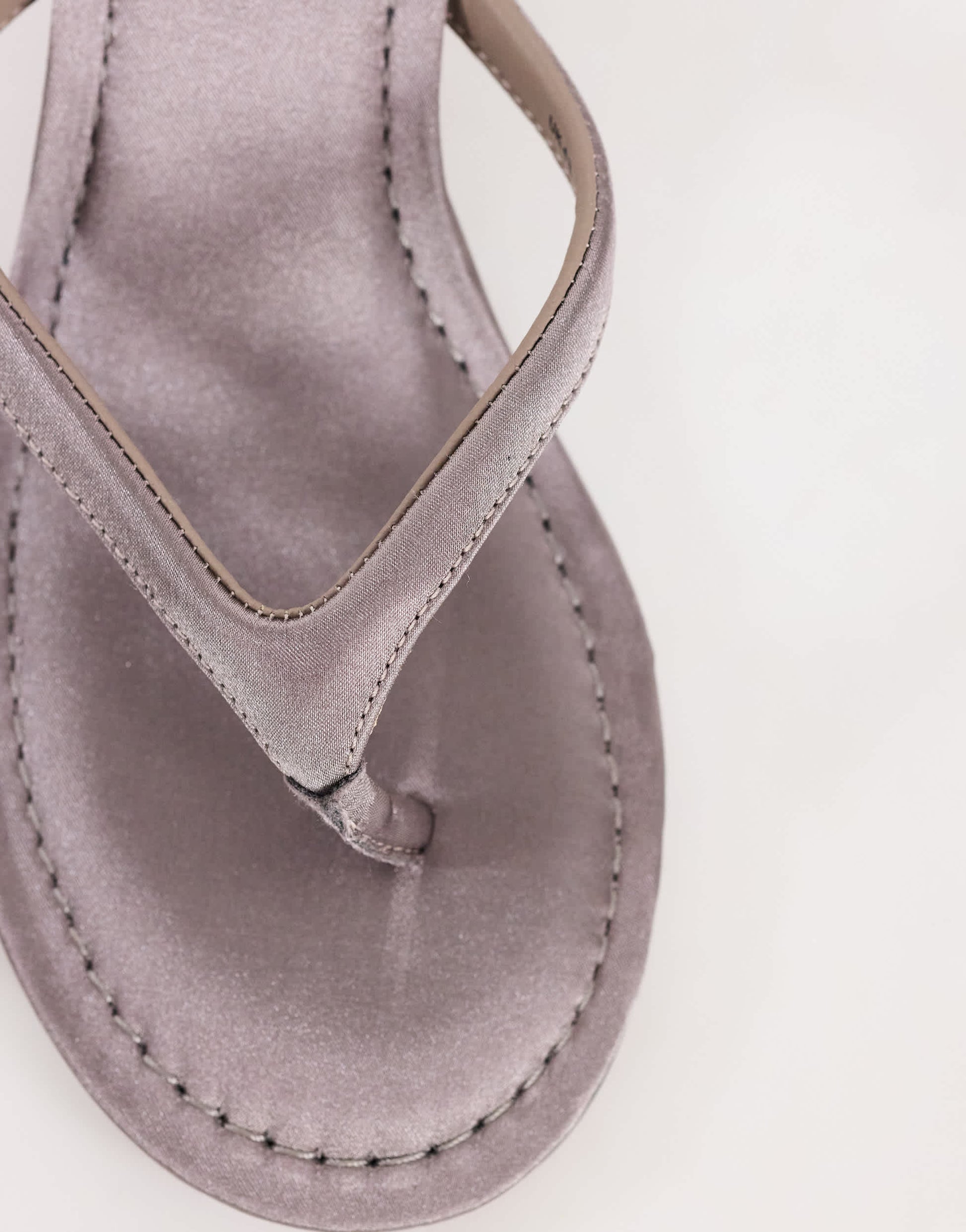 Topshop Axel toe thong mid heel sandal in grey satin