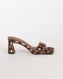 Topshop Nela mid heel mule in brown deer print hair on real leather