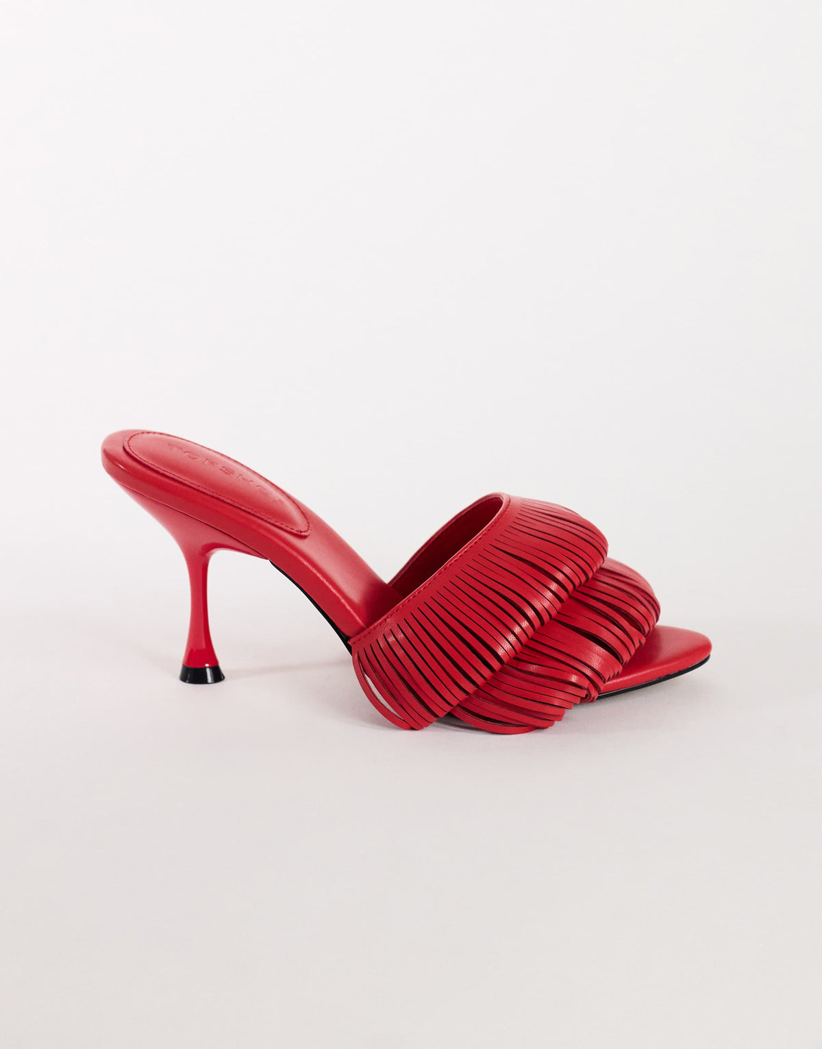 Topshop Wendy looped fringe heeled sandal in red