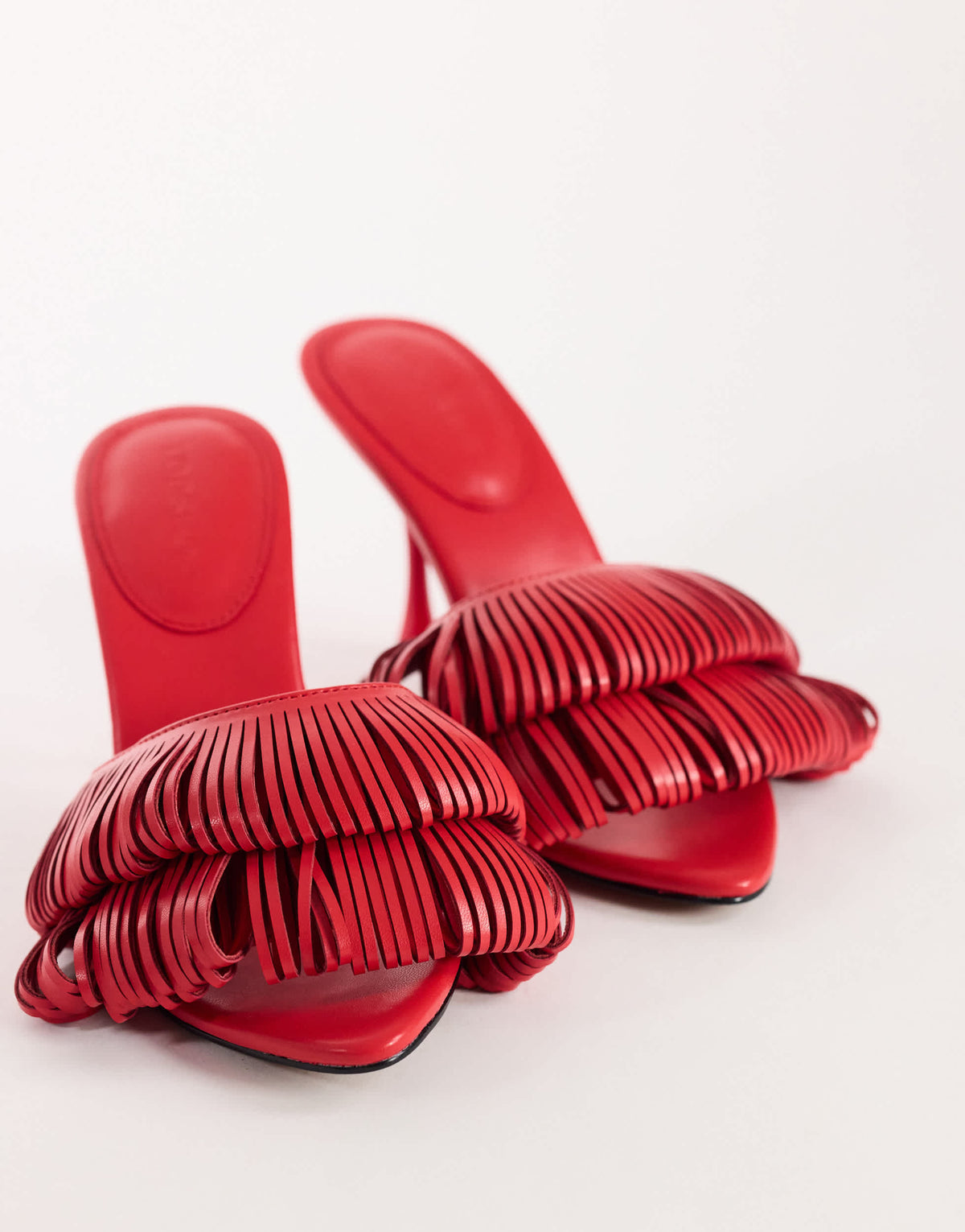 Topshop Wendy looped fringe heeled sandal in burgundy