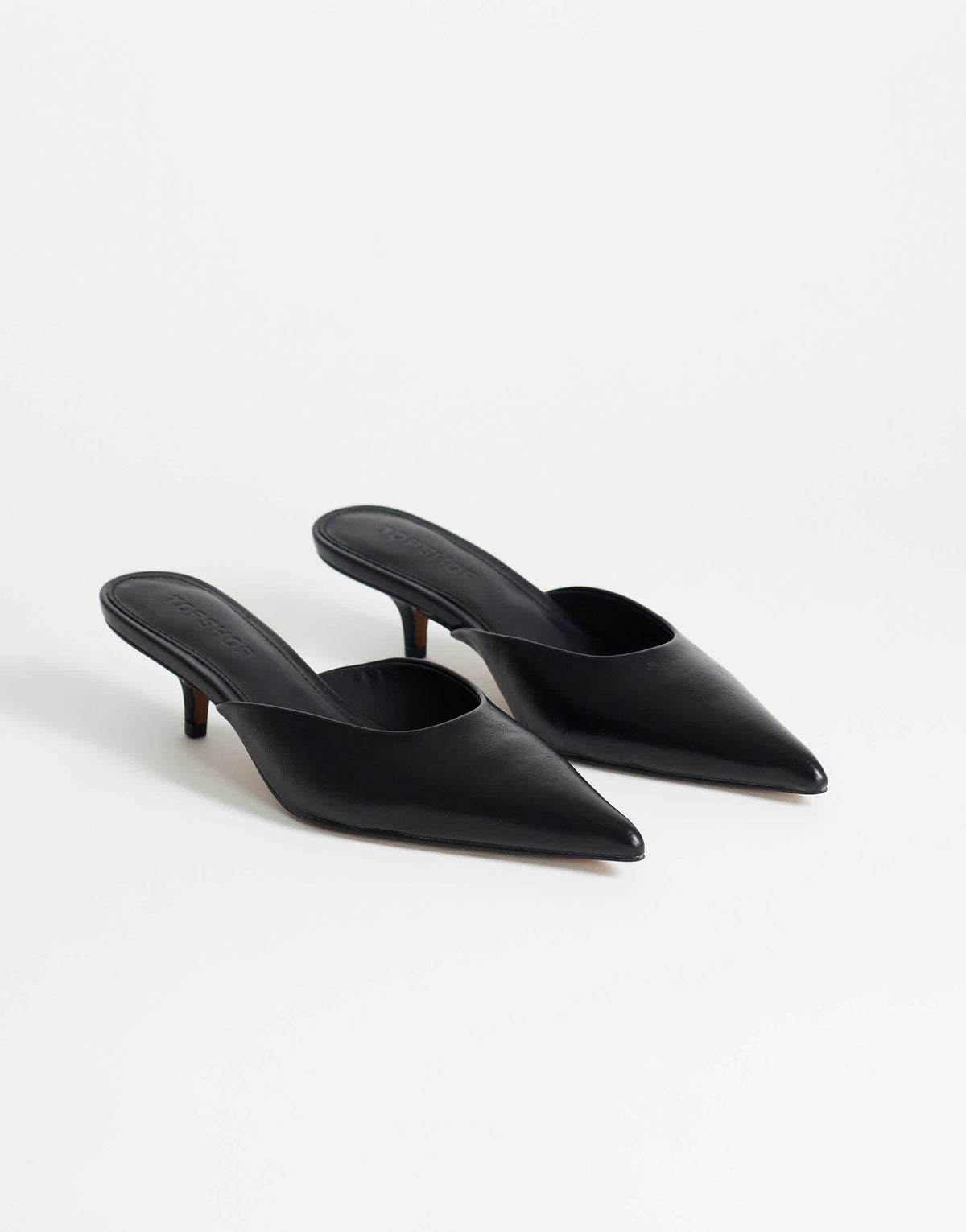 Topshop Gigi kitten heel court shoe in black