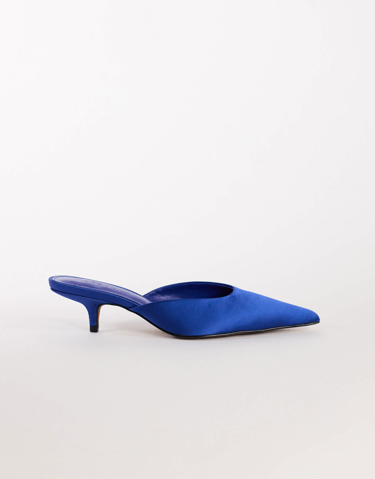 Topshop Gigi kitten heel court shoe in cobalt satin