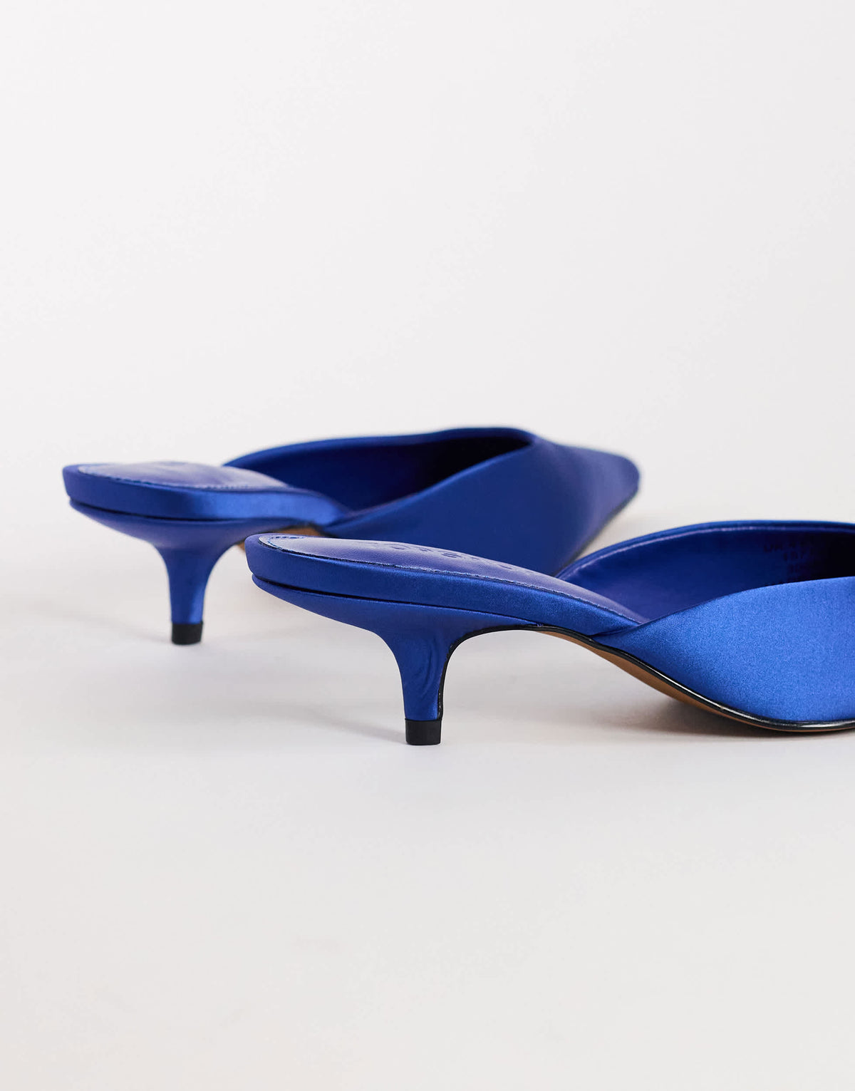 Topshop Gigi kitten heel court shoe in cobalt satin