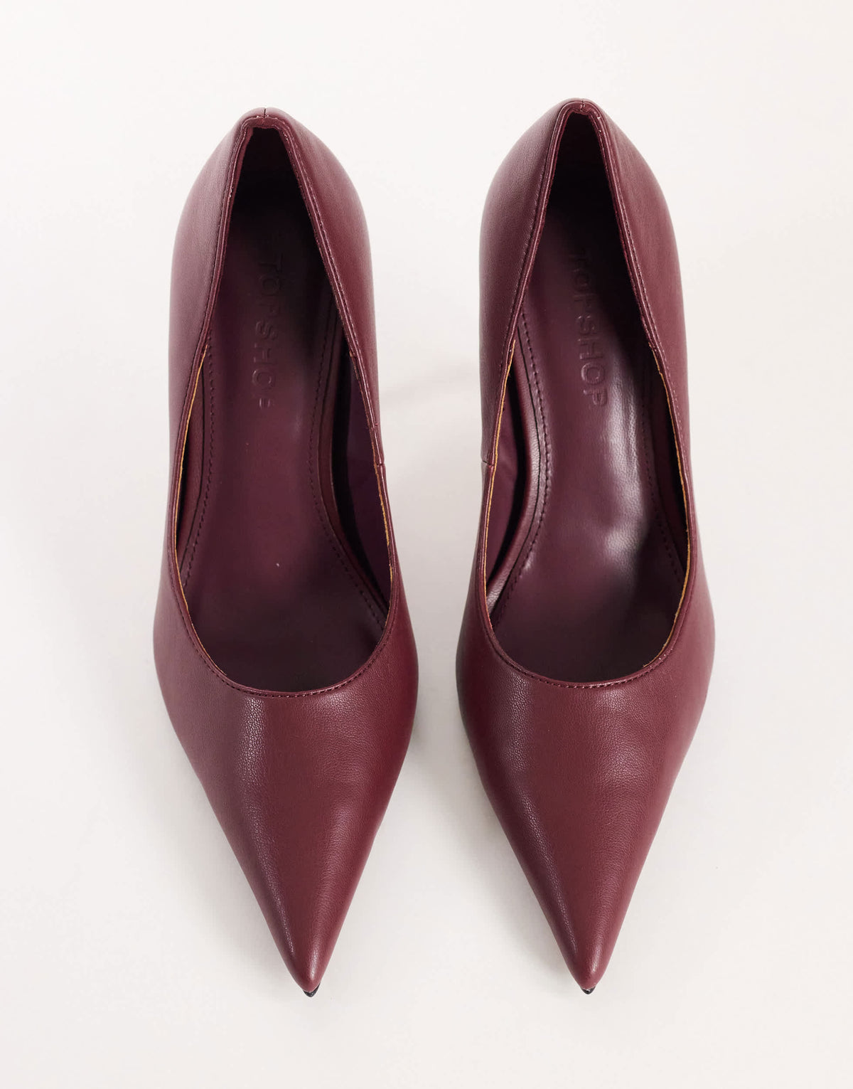 Topshop Alexander high heel court shoe in burgundy