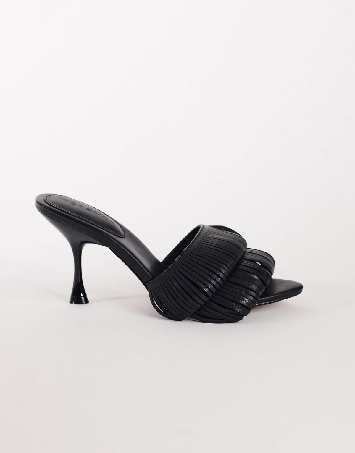 Topshop Wendy looped fringe heeled sandal in black