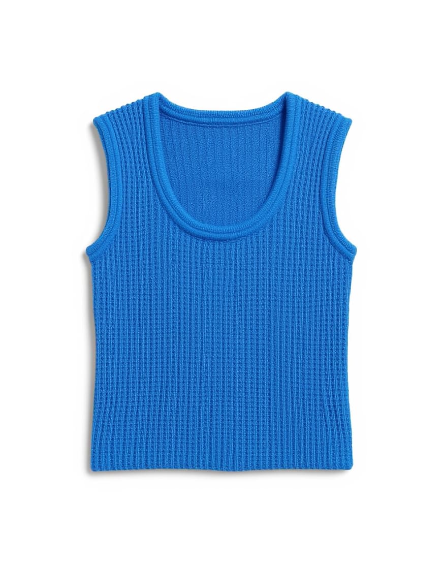 Topshop knitted tubular trim vest in blue