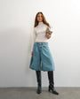 Topshop X Cara denim ultra-wide pleated culotte in light green cast