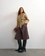 Topshop X Cara denim ultra-wide pleated culotte in taupe