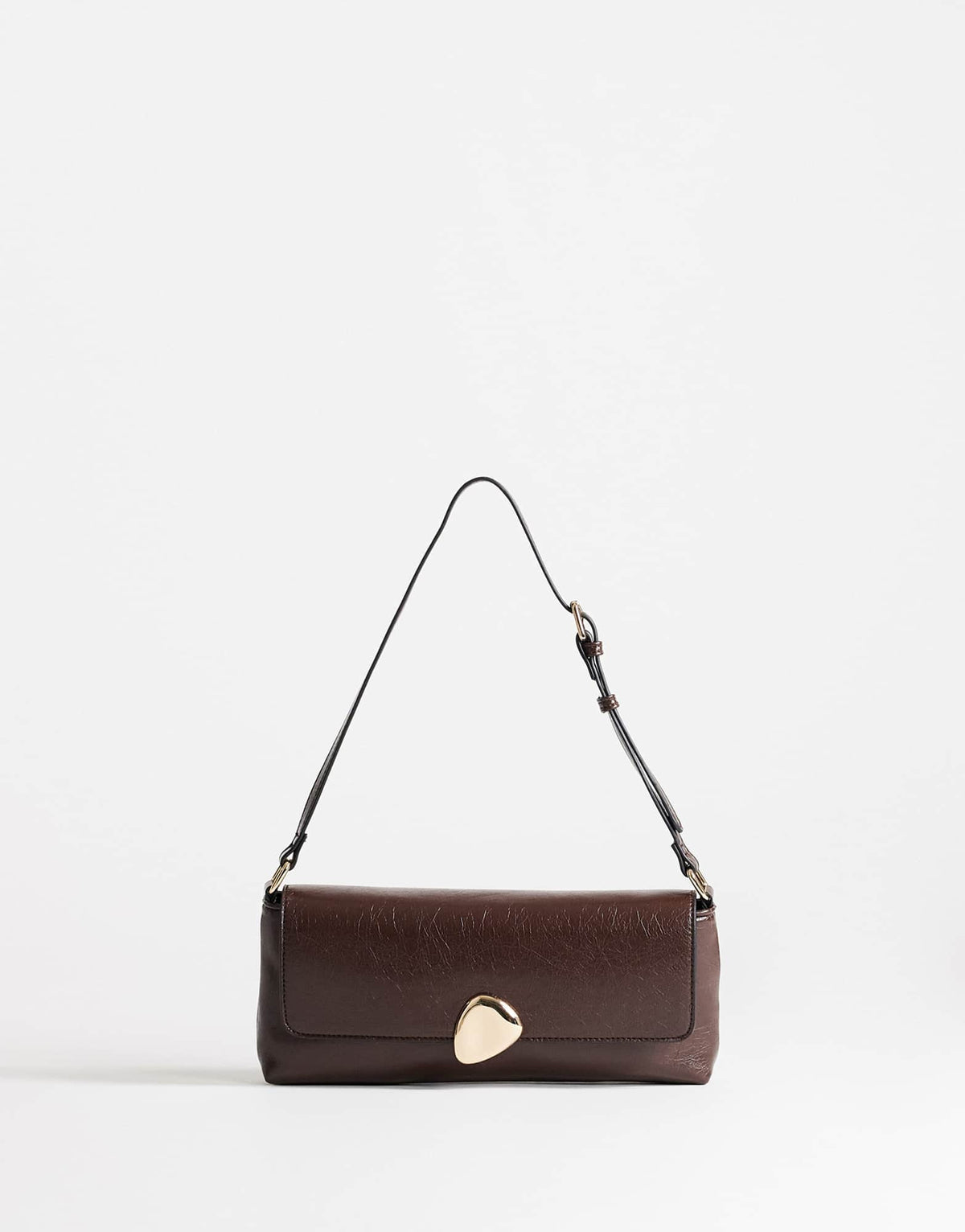 Topshop Santiago small shoulder bag with gold hardware in chocolate