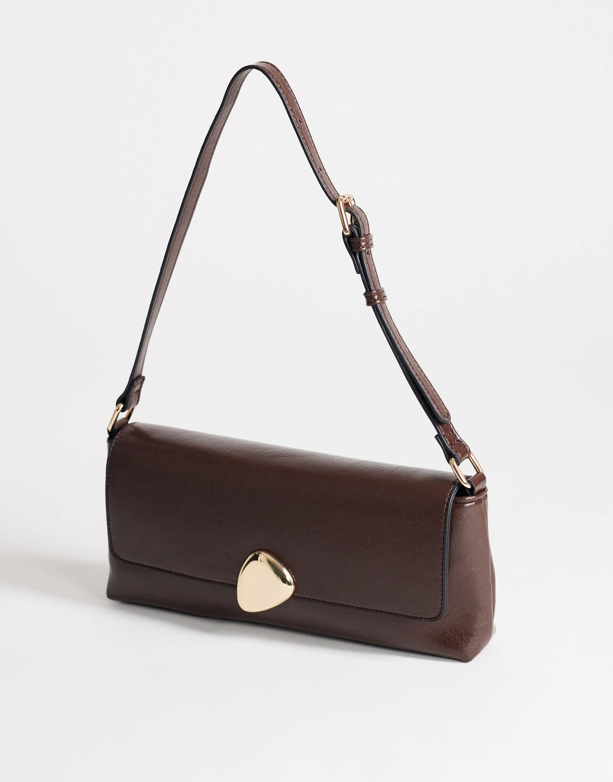Topshop Santiago small shoulder bag with gold hardware in chocolate