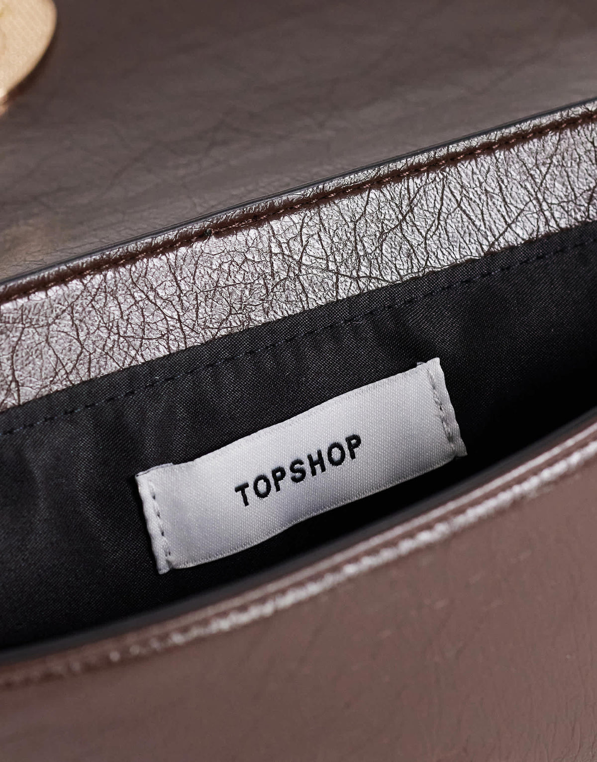 Topshop Santiago small shoulder bag with gold hardware in chocolate