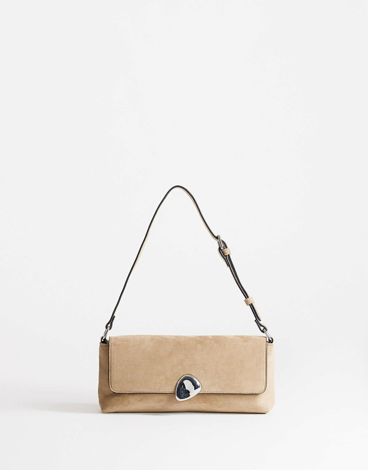 Topshop Santiago small suedette shoulder bag with silver hardware in mink