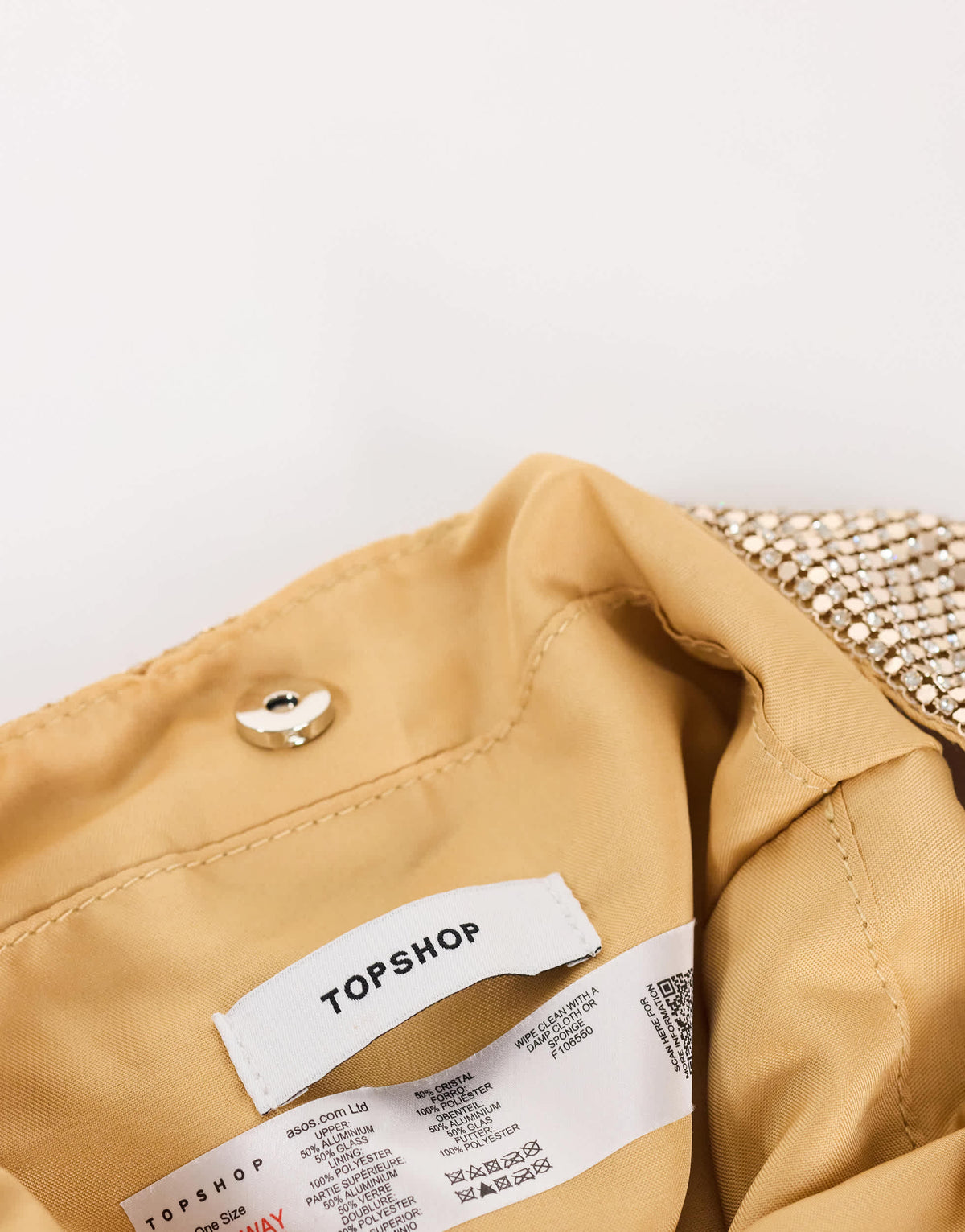 Topshop Gemma small diamante grab bag in gold with clear stones