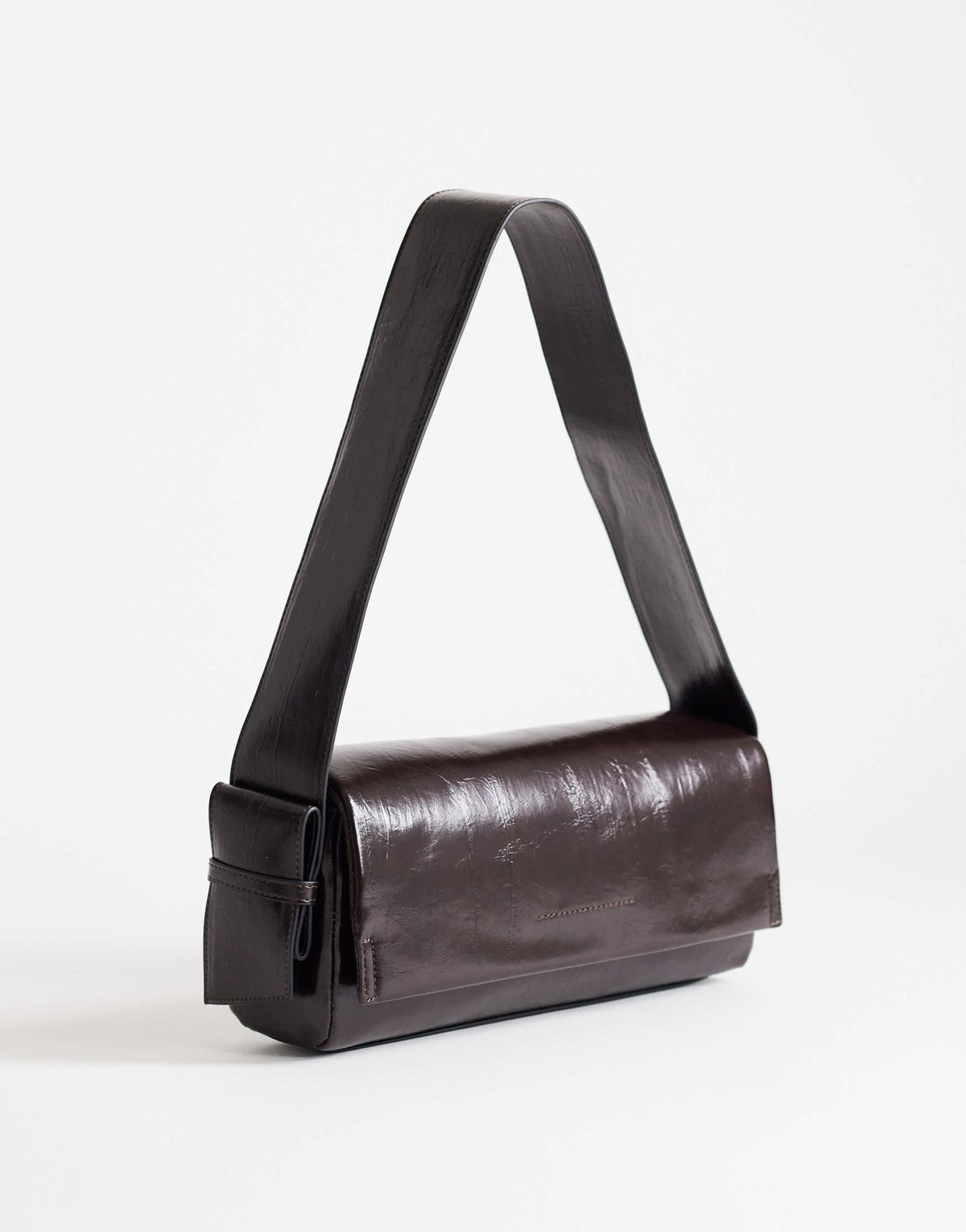 Topshop Spencer strap detail shoulder bag in chocolate