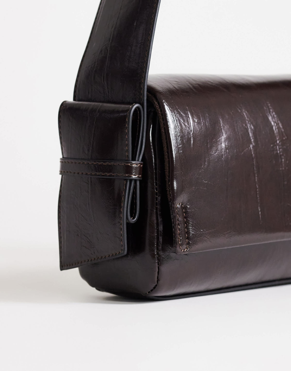 Topshop Spencer strap detail shoulder bag in chocolate