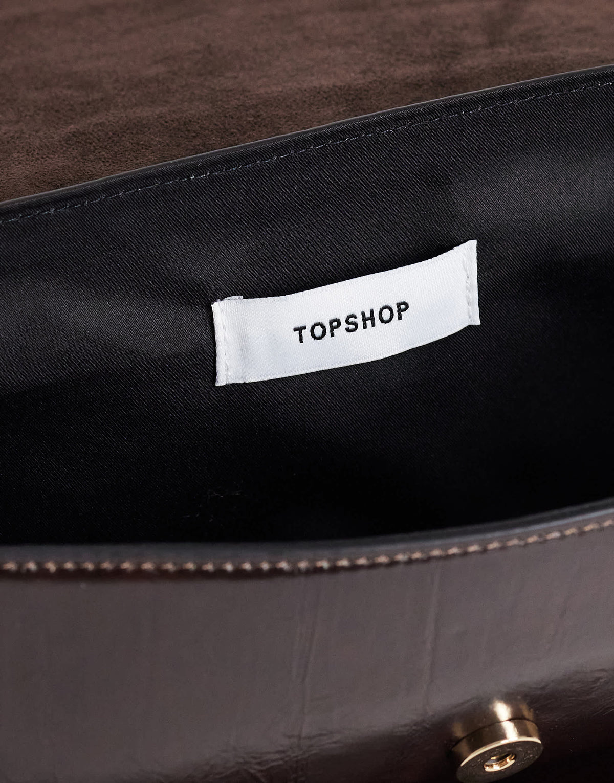 Topshop Spencer strap detail shoulder bag in chocolate