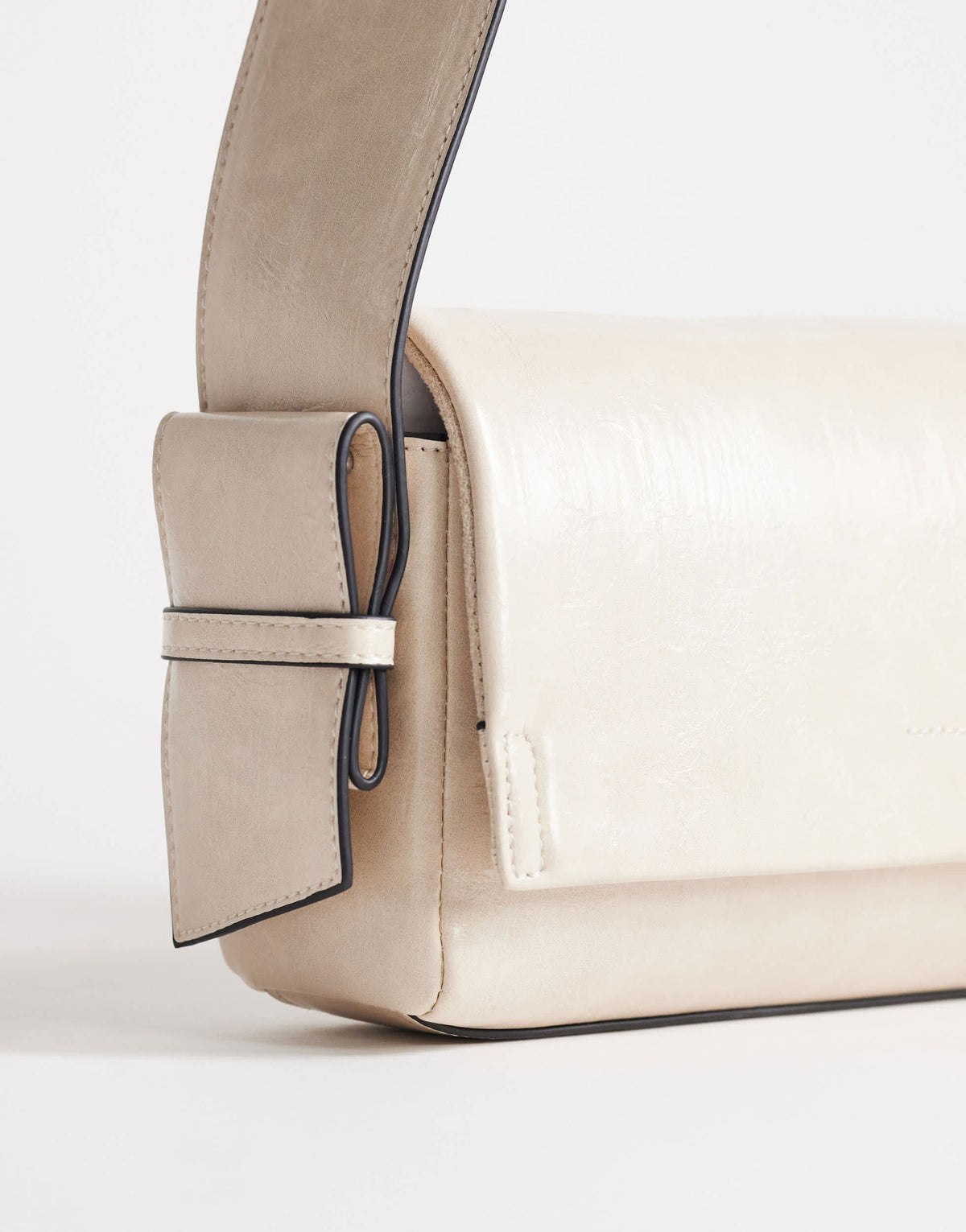 Topshop Spencer medium strap detail shoulder bag in stone