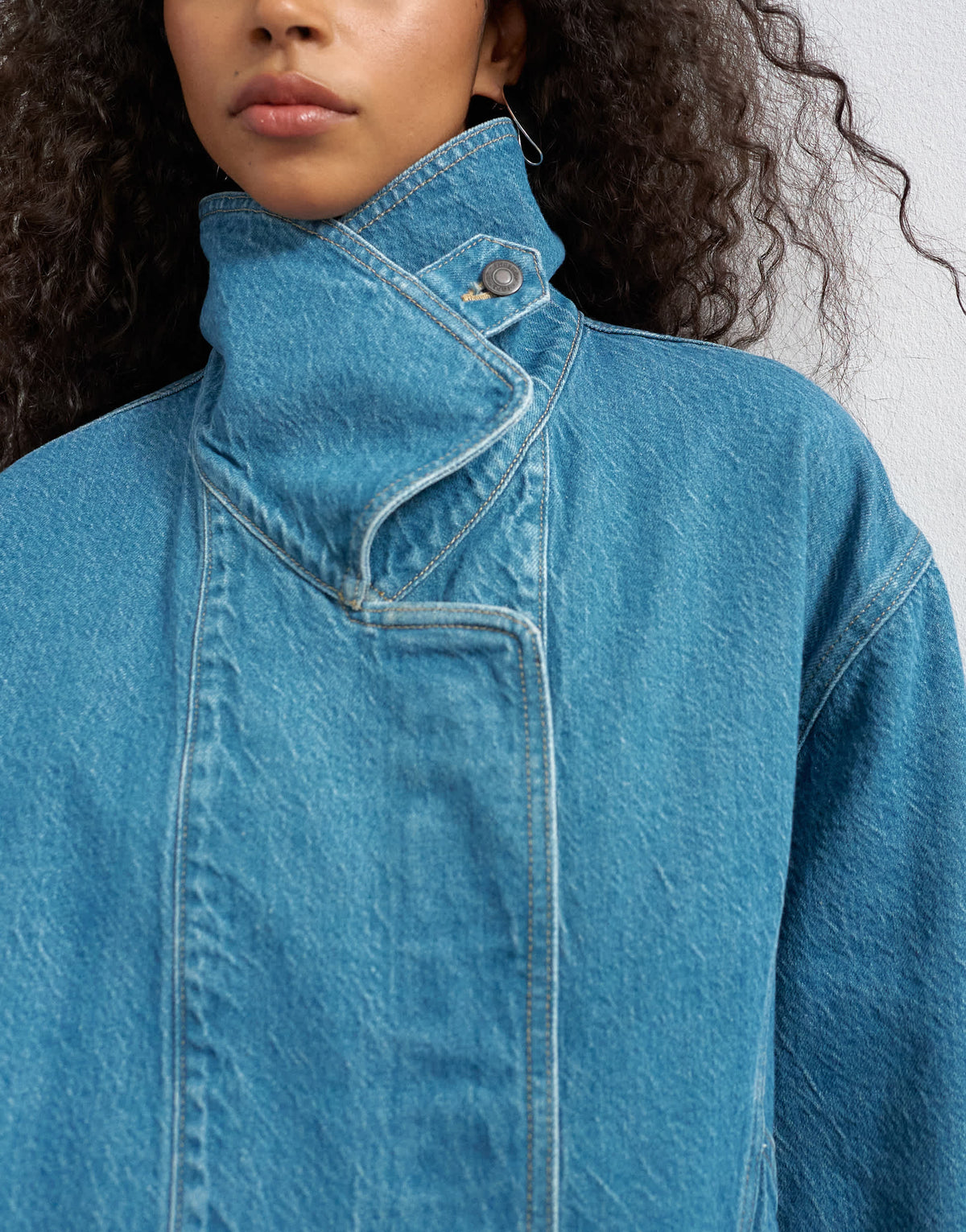 Topshop denim elastic waistband bomber jacket in mid green cast 