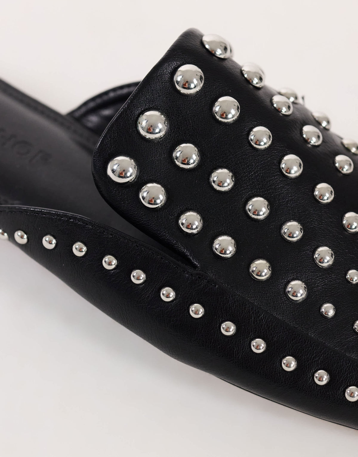 Topshop Bianca studded flat shoe in black