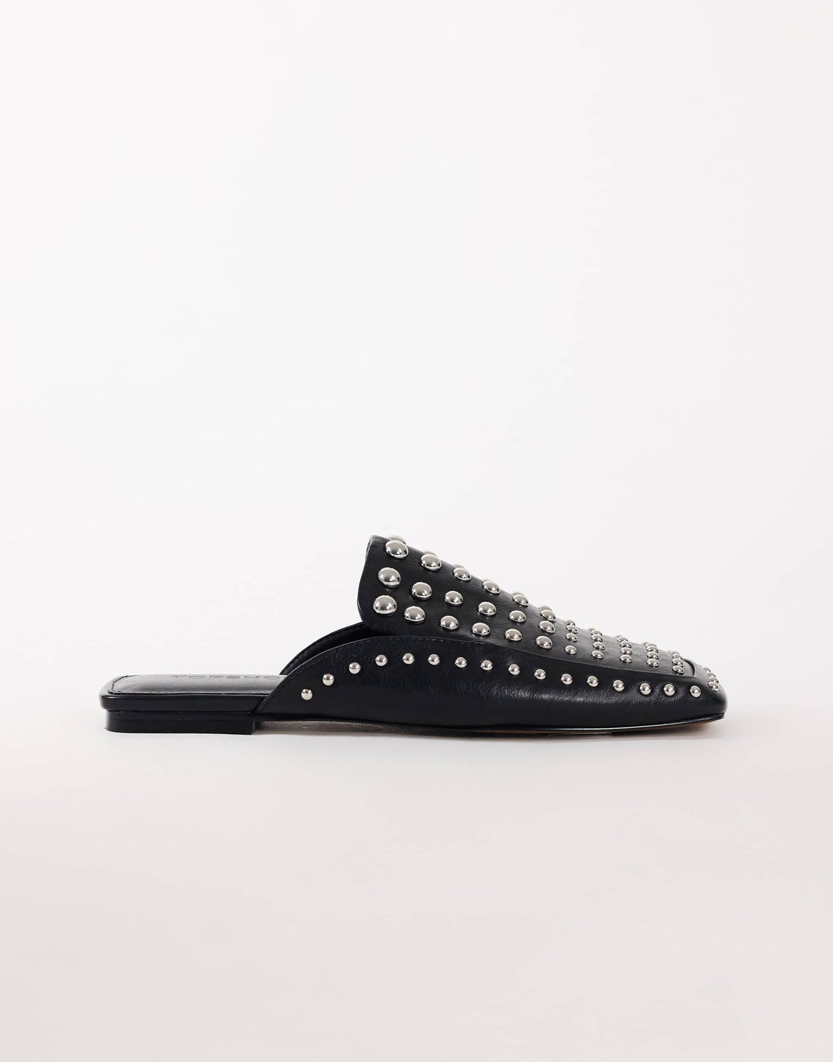 Topshop Bianca studded flat shoe in black
