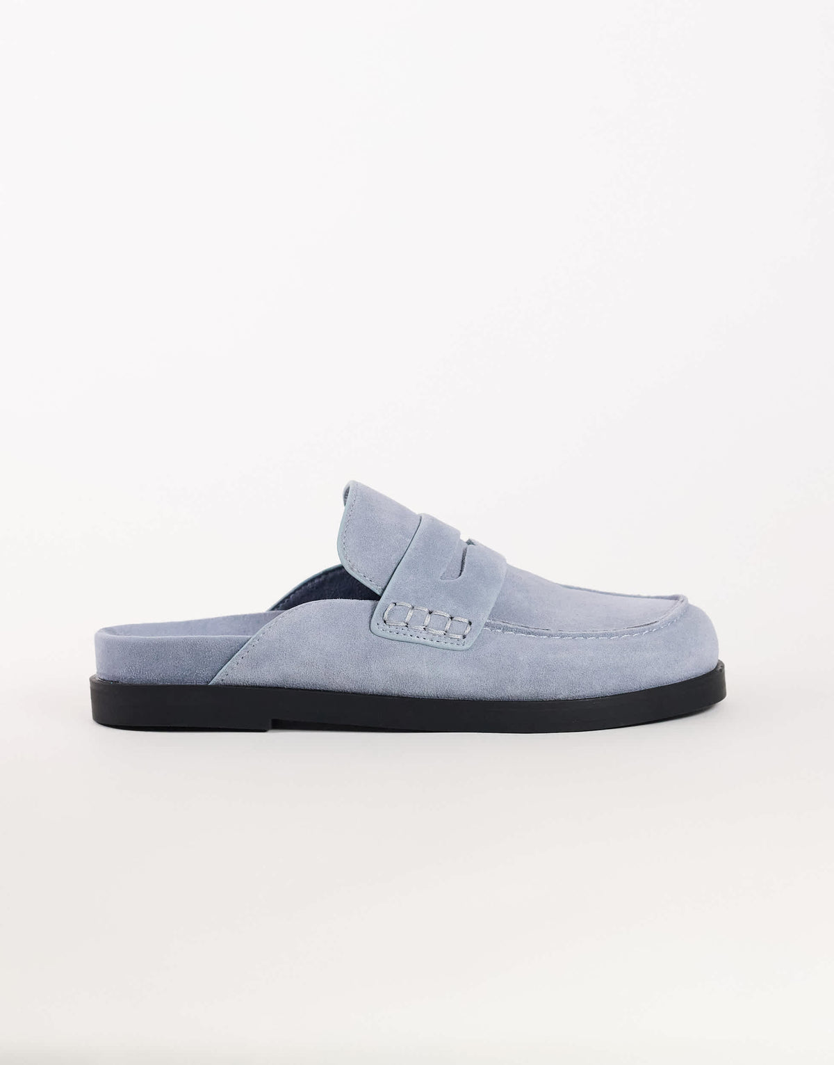 Topshop Addie real suede mule loafer in cornflower blue