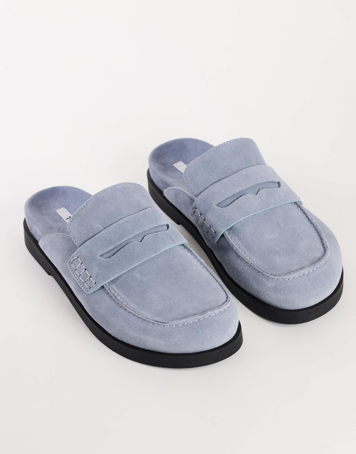 Topshop Addie real suede mule loafer in cornflower blue